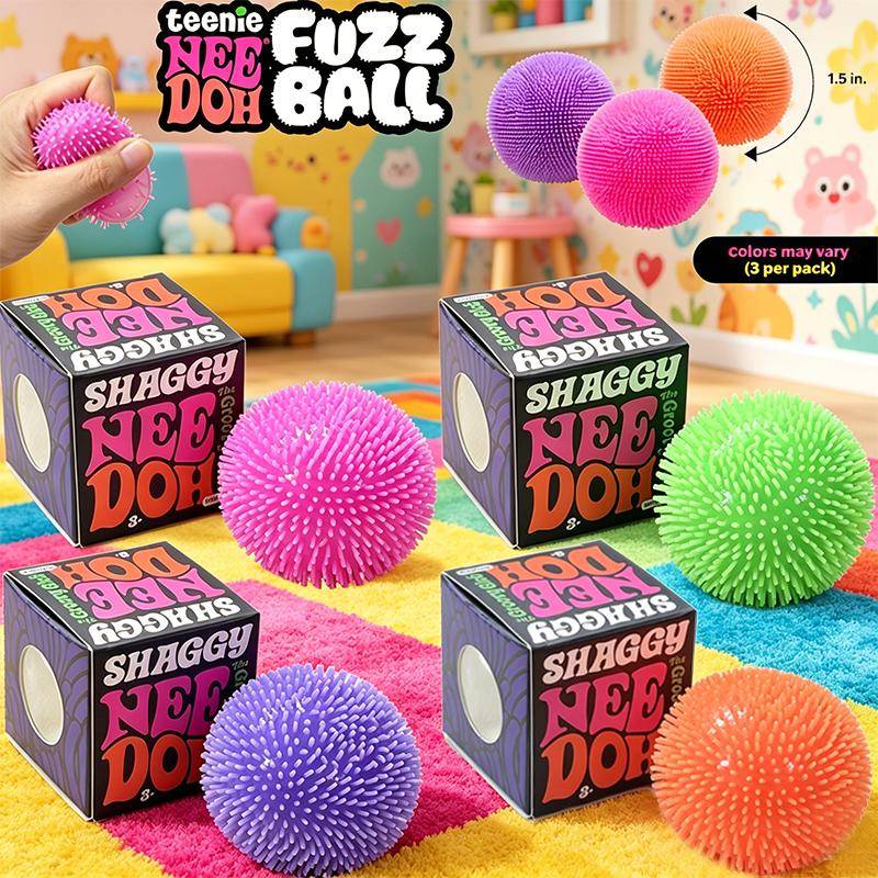 Needoh Teenie Fuzz Ball Mini Enkel 3-pack Alternativ Squishy Sensorisk Leksak Giftfri Knåda Sträck Avlastning Tryck Läk Avslappning Gåva black