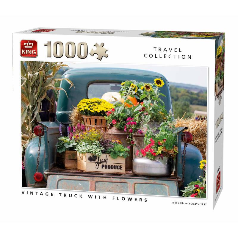 KING 55862 Vintage Truck mit Blumen Puzzle 1000 Teile, vollfarbig,...