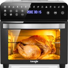 Iceagle Heißluftfritteuse XXL Airfryer 15 Liter, Friteuse mit13 Programme, Mini Backofen, Dörrautomat Funktion, LCD Display, inkl. Rezeptheft und Zubehör, 2200W