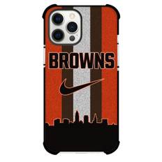 NFL Cleveland Browns Phone Case For iPhone Samsung Galaxy Pixel OnePlus Vivo Xiaomi Asus Sony Motorola Nokia - Browns And Nike Logo On Red And Ash Background