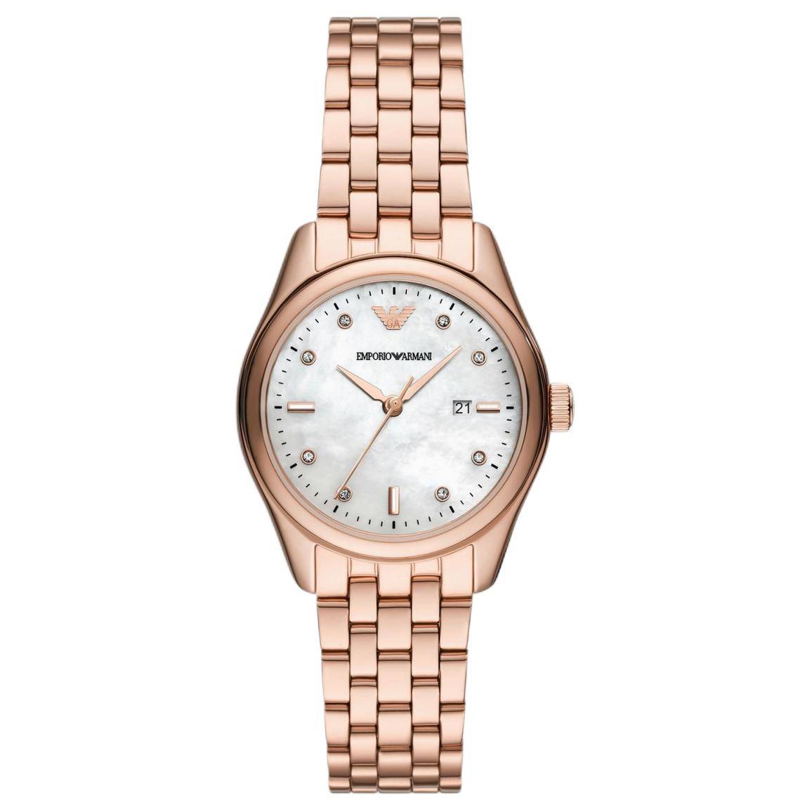 Emporio Armani Quartz Watch Stainless Steel Band 32Mm Mother Of Pearl Dial Waterproof 50M Women watches AR11615-CLG Regular Watch Box
