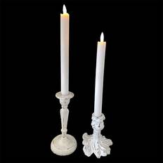 LED Kronljus i vax med flammande låga & timer H:22,5cm 2-pack