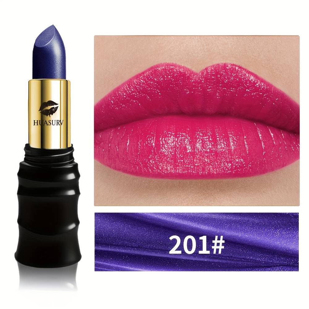 TEMU [1pcs][ Gifts][gift For Girls]huasurv Glossy Shiny Lipstick Blue Rose Matte Temperature-changing Lipstick, Natural And Long-, Waterproof And , Soft Texture, Y Cream Lipstick, Create Lip Makeup