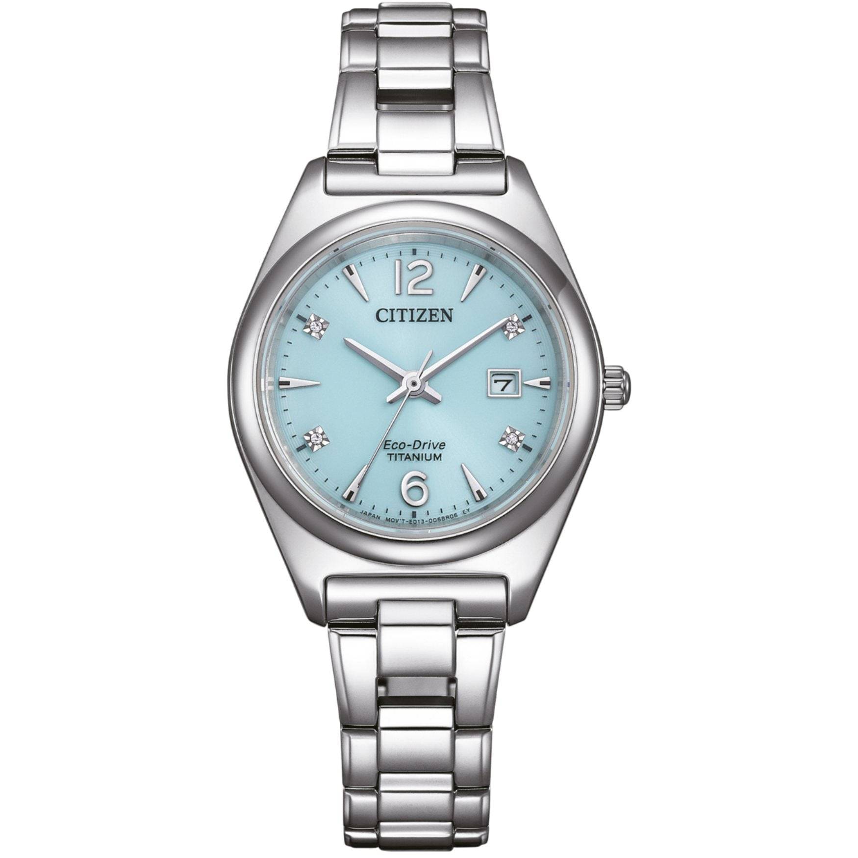 Citizen Super Titanium EW2601-81M | Damklocka med Blå urtavla | 29 mm | Eco-Drive | Titan | Armbandsur