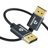 Thsucords Flexibel Tunn 8K 4K DisplayPort-kabel 1M, Ultratunn DP till DP 1.4 sladd stöder 8K@60Hz, 4K@120Hz 32.4Gbps Kompatibel med gaming laptop,TV,PC,datorskärm