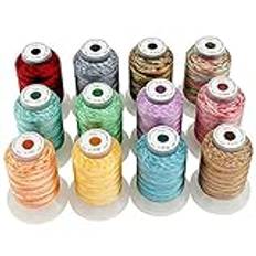 New brothread 12 FlerFärger Polyester Maskin Broderi Tråd Kit 500M (550Yd) Varje spole för Brother/Babylock/Janome/Singer/Pfaff/Husqvarna/Bernina Broderi och Symaskiner - Sortiment 2