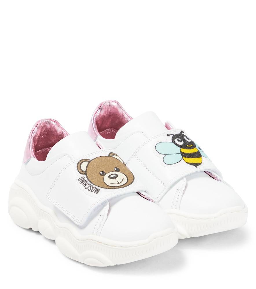 Moschino Kids Logo leather sneakers