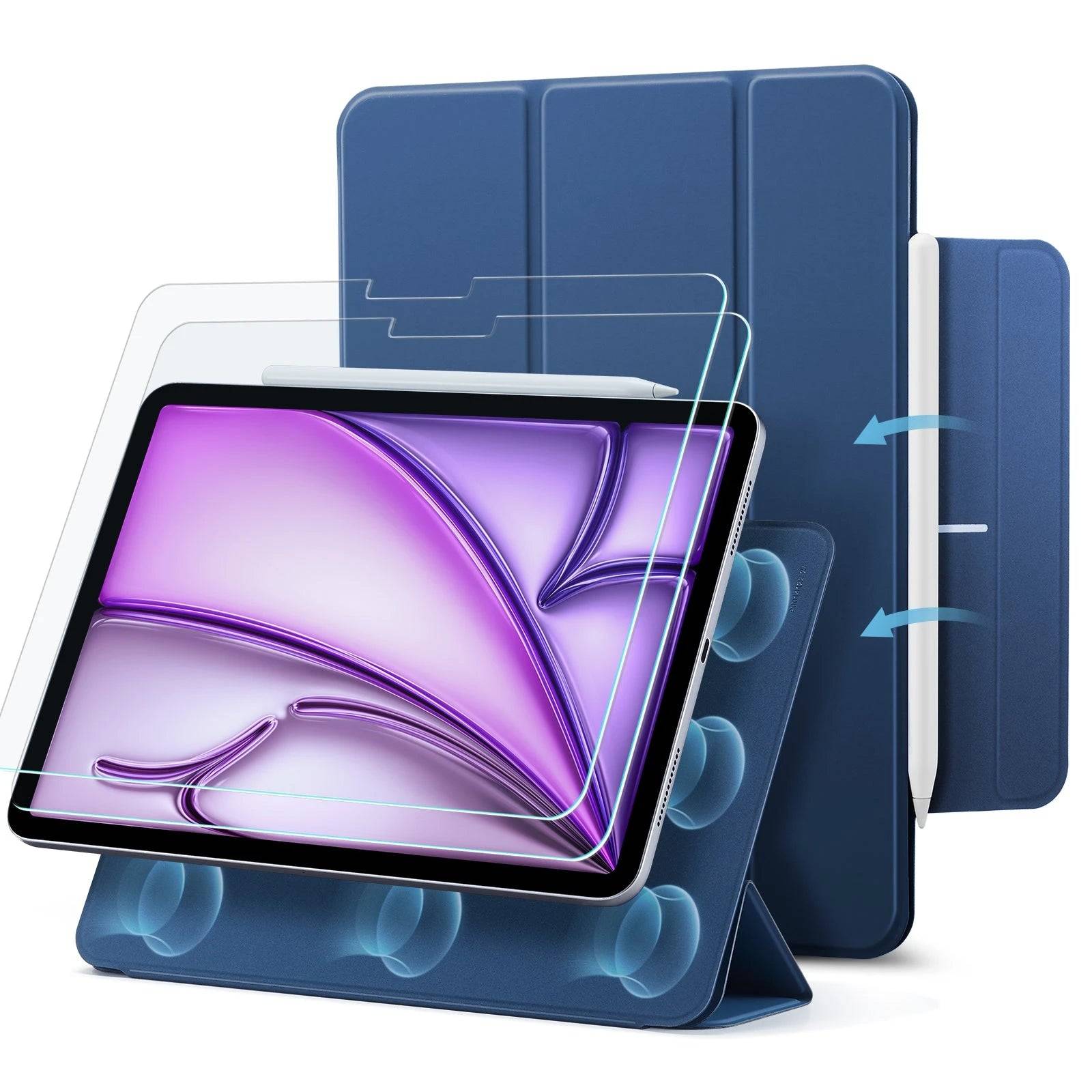 iPad Air 13" (2024) Rebound Magnetic Protection Bundle - Navy Blue - Navy Blue