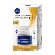 NIVEA Anti-Wrinkle Revitalizing Day and Night Cream Set (55+) – 2 x 50 ml
