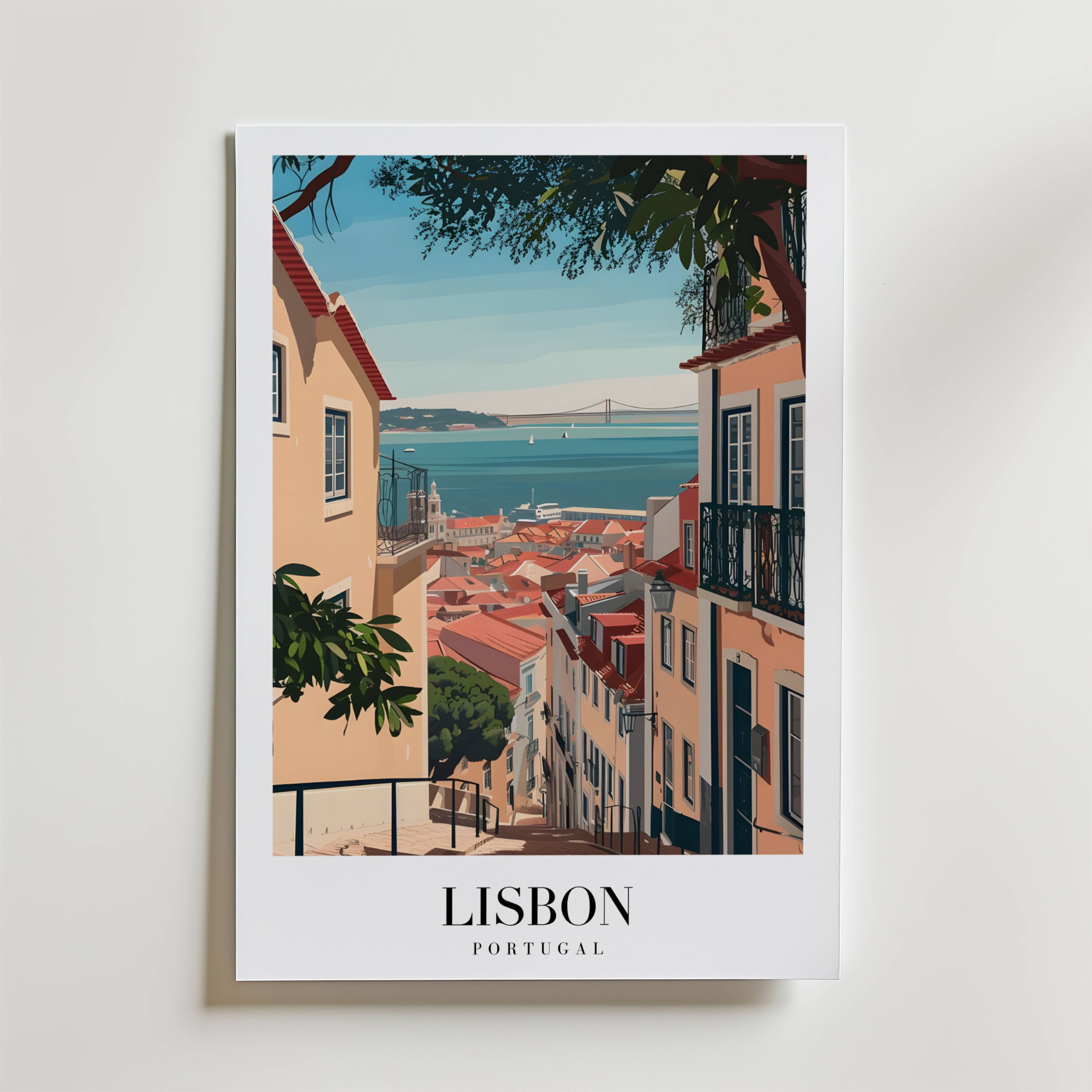 Golden Streets Of Lisbon Poster - Premium Canvas 100x140 cm