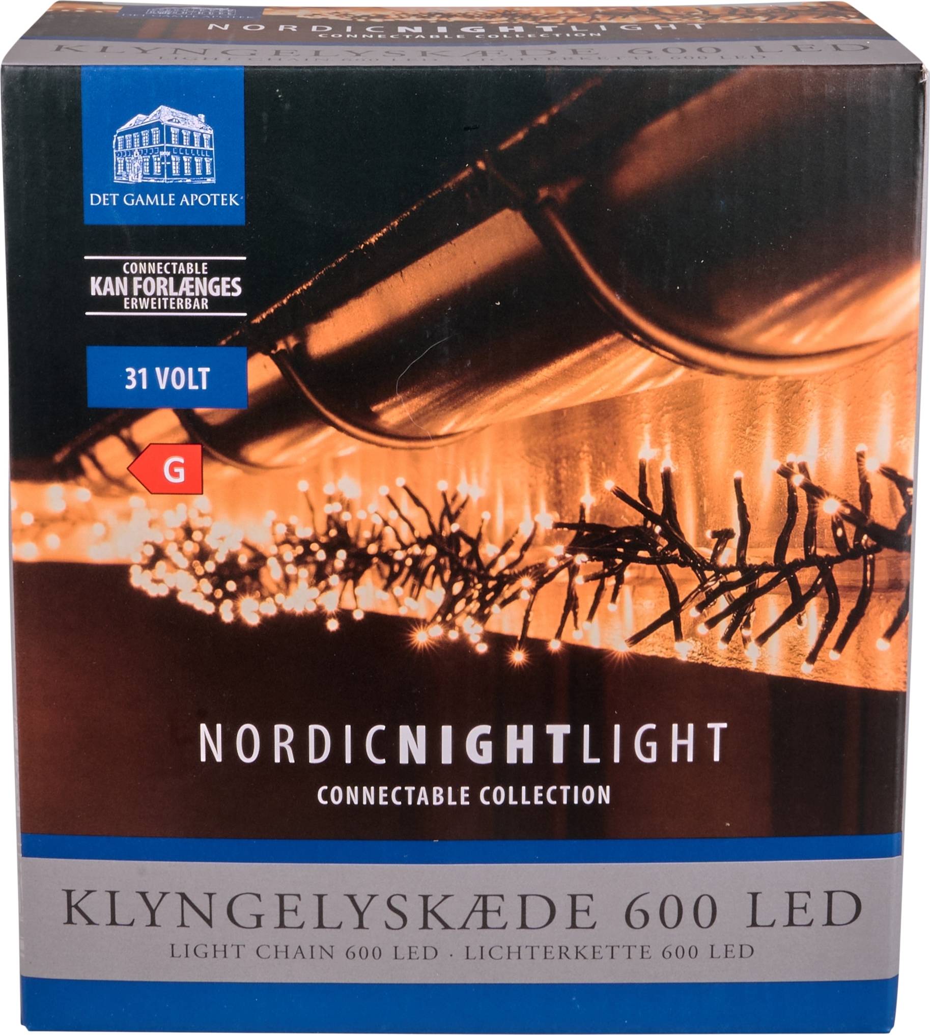Kluster Ljusslinga m/600 LED, 12m, varm vit - Vit