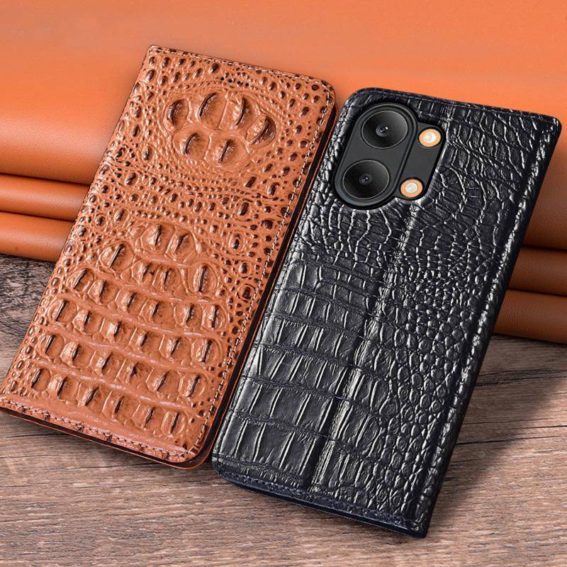 Flippfodral för XIAOMI POCO X8 Pro Max X8Pro 5G Äkta Läder Magnetiskt Skydd Ko-hud 3D Krokodilklo Kortficka Plånboksfodral