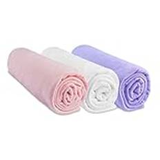 Lot de 3 Draps housse Coton pour lit Bébé 40 x 80/40 x 90 - rose blanc parme