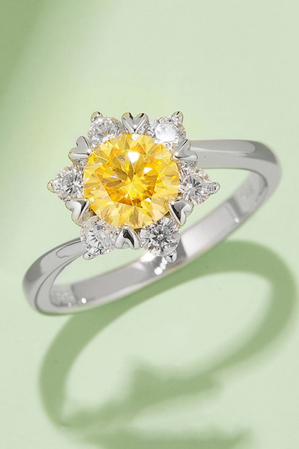 1 Carat Lab-grown Diamond Ring Moissanite 925 Sterling Silver Cluster - Gold / 8 (8)