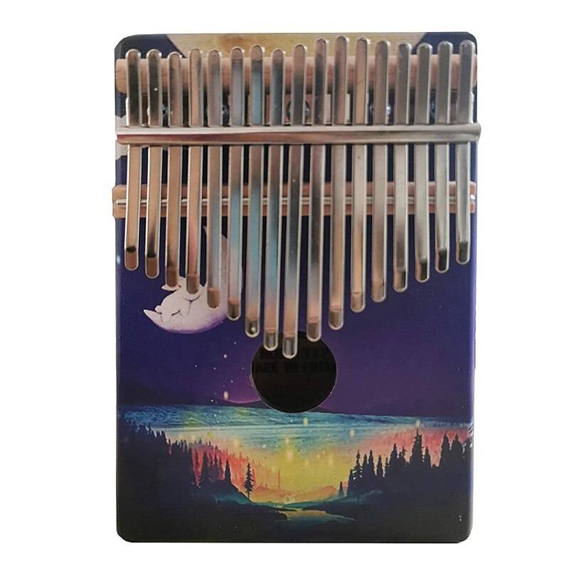 17 tangenter tumpiano med studieinstruktion och stämma hammare trä hand finger piano mbira för barn vuxna nybörjare (natt)