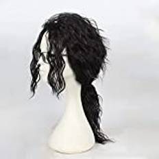 Mäns fashionabla Michael Jackson COS-peruk svart bra medellång lockig peruk för halloweenperuk