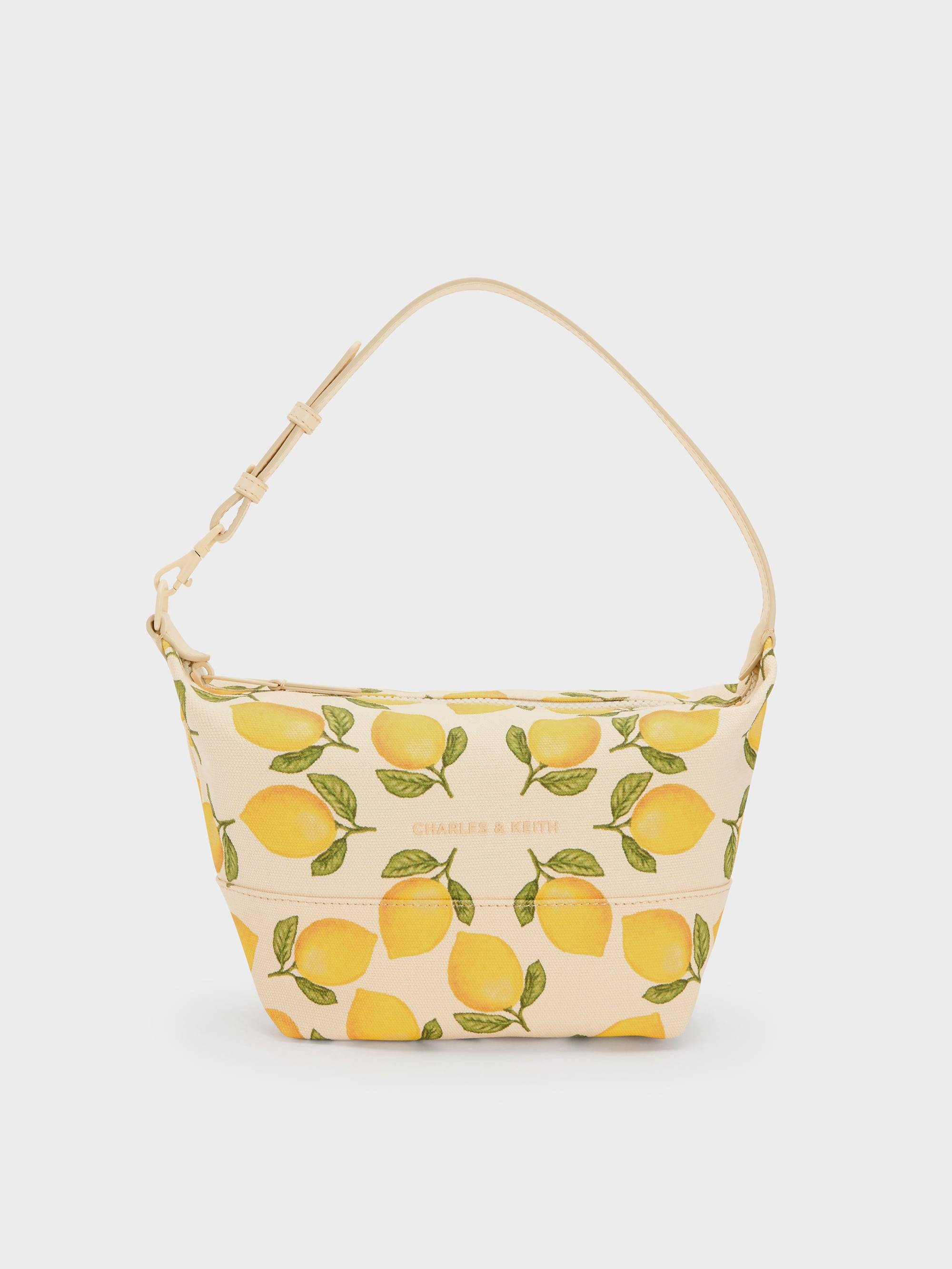CHARLES & KEITH - Amity Canvas Lemon-Print Hobo Bag