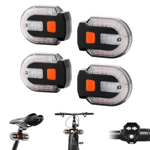 Teguangmei 4 st cykel bakljus blinkers, delad cykel bakljus trådlös fjärrkontroll, USB uppladdningsbar bakre cykel belysning, säkerhetsvarning cykellampor, 5 lägen