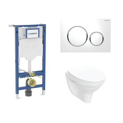 Geberit Duofix 112 cm toiletpakke inkl. Ifö Spira Classic væghængt toilet + toiletsæde, Geberit Sigma20 round, hvid/krom