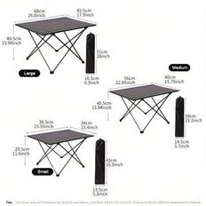 Ubravoo Outdoor Ultra-Light Track-Style Aluminum Folding Table för campare, ryggsäcksturister, resenärer - bärbart kompakt skrivbord med slitstark yta - Svart (små,Medium,stor)