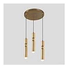 3-Light Farmhouse Black Ceiling Pendel Lighting - MI-NI Hanging Lamp - Antik guld Långt rör LED Pendel Light Bar - Mid Century Modern Chandelier - Kompatibel med Sovrum Matsals Bar