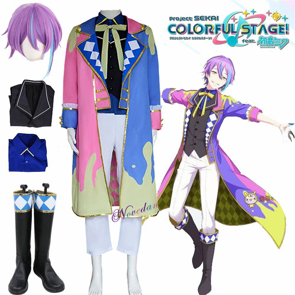 Färgstarkt scenprojekt Sekai Cosplay Kamishiro Rui Cosplay Kostym Peruk Stövlar Wonderland Showtime Halloween Outfit Kvinnor Män 40-25cm black