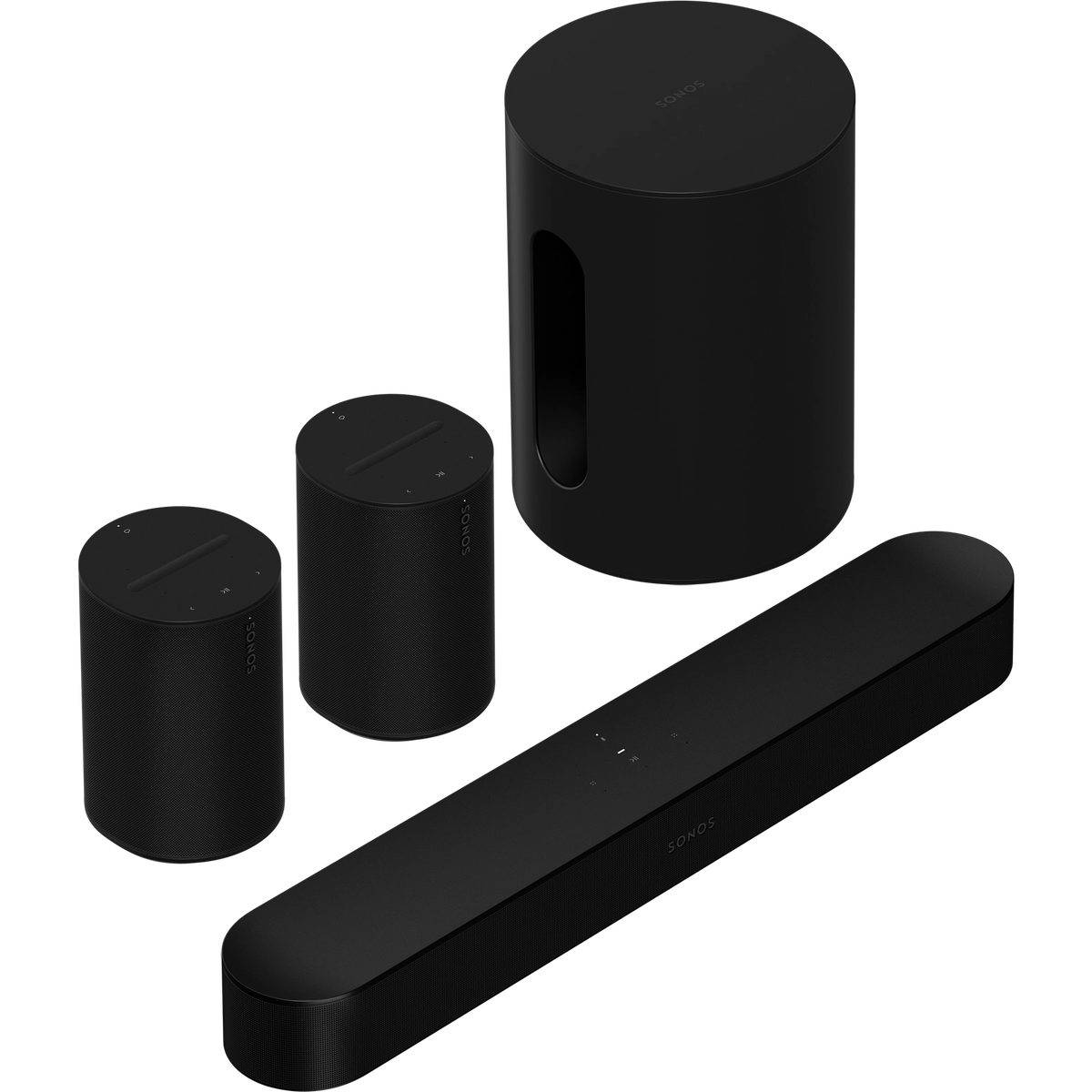 Sonos Pack Beam (Gen 2) + 2x Era 100 + Sub mini svart - Soundbarhögtalare, Dolby Atmos, Dolby TrueHD, Dolby Digital Plus, AirPlay 2, Bluetooth, Wi-Fi
