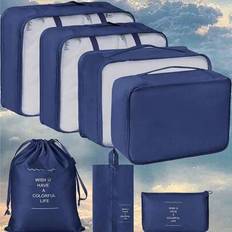 7pcs Travel Organizer Set - Waterproof Packing Cubes, Portable Luggage Bags, Clothes Storage Bags, Travel Organizer Bags, Minimalist Polyester Luggage - Navy Blue - one-size,Navy Blue 7PCS,Beige 7PCS,Gray 7PCS,Green 7PCS,Black 7PCS,Pink 7PCS