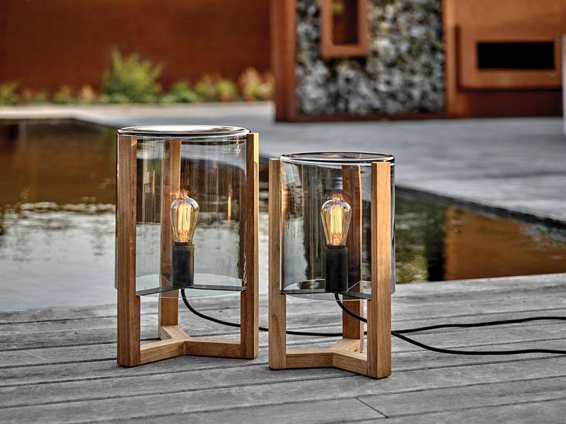 Royal Botania Tristar 50cm høj Teak & røgfarvet glas IP43