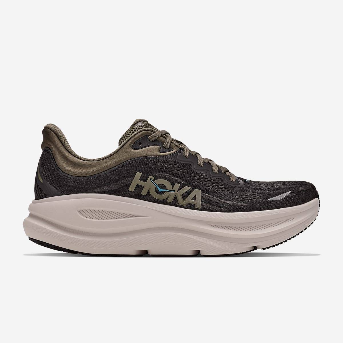 Hoka One One Bondi 9 Wide Herr - Flerfärgad , 45 1/3 - Black/River Rock Grey (45 1/3)