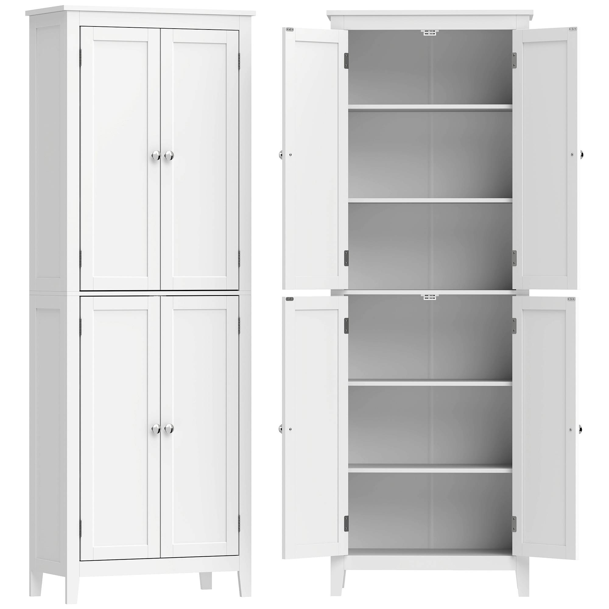 HOMCOM 170 cm Tall Bathroom Storage Cabinet, Freestanding Narrow Bathroom Cabinet with Adjustable Shelves for Laundry Room