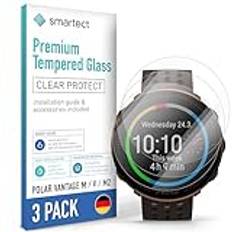 smartect [3 Stycken, Clear] Skärmskydd kompatibel med Polar Vantage M/V / M2, HD Screen Protector i Härdat Glas 9H, Bubbelfri Installation, Anti-Fingeravtryck