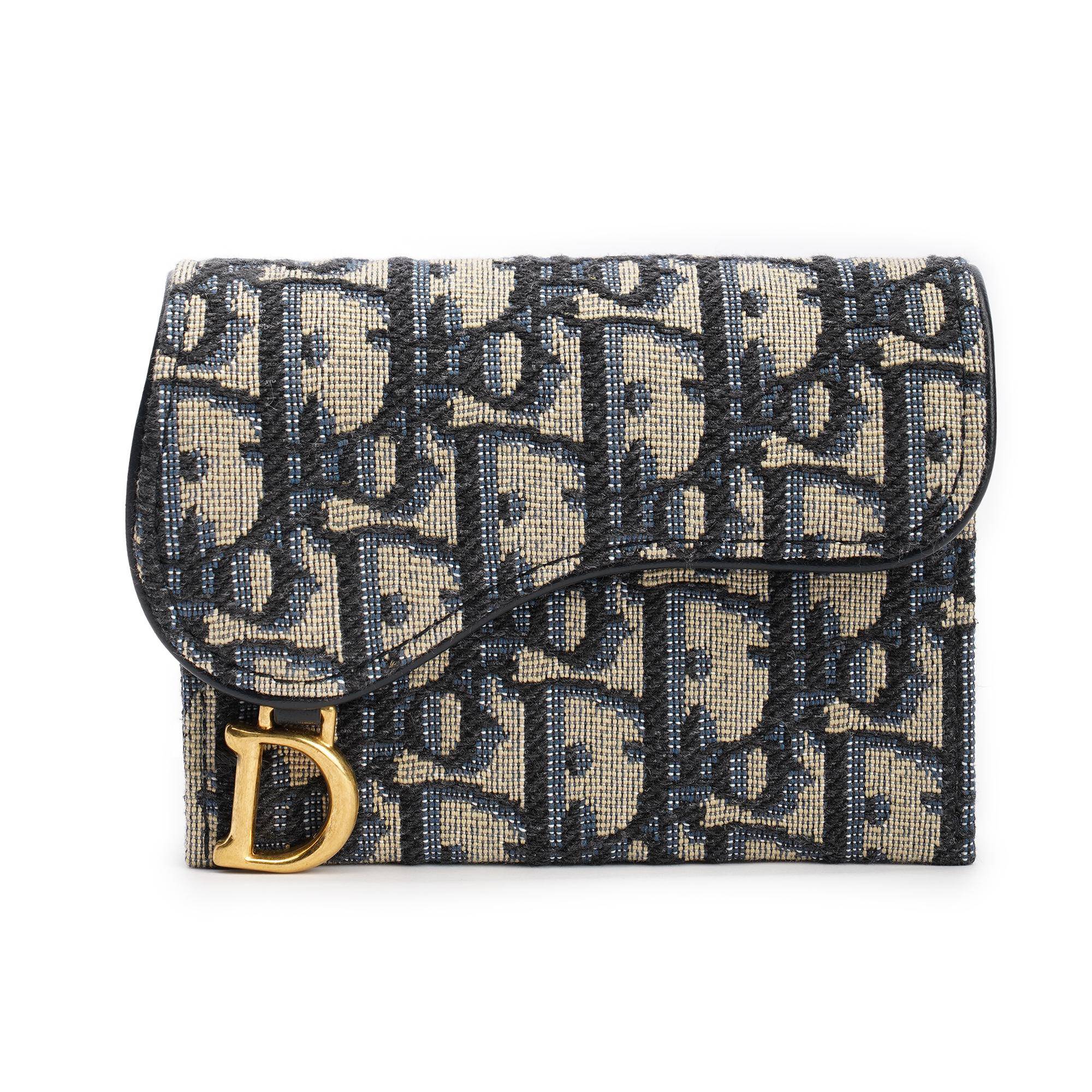 Dior Saddle Jasmine Oblique Klassisk Broderad Kanvasväska Damväskor Denim-Blå S5644CTZQ_M928 Basic Set (Bag+Dust Bag)