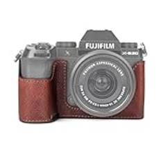 MUZIRI KINOKOO Fuji XS20 fodral, retro stil äkta läderfodral för Fujifilm Fuji XS20/X-S20 kamerans botten skyddsfodral – med handgrepp och öppning bottendesign, Brun, Retrostil