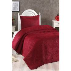 Velica Velvet Bedspread Set 2pcs, Coverlet 180x230, Pillowcase 50x70, Single Size, Queen, Burgundy