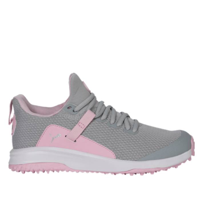 Puma Junior Golfsko Fusion EVO Grå/Lyserød Str. 37