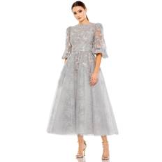 Mac Duggal 20418 - Puff Elbow-Length Sleeves A-line Tea-Length Dress