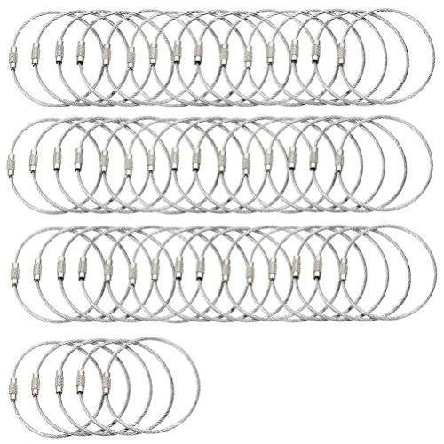 BlueCosto - Wire Keychain Cable - 50 Pack, 17cm - 2mm Thick Stainless Steel Keyring - Wire Loops for Hanging Luggage Tags & Keys