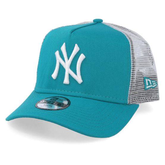 New Era - MLB Blå trucker Keps - Kids New York Yankees League Essential Teal/White Trucker @ Hatstore