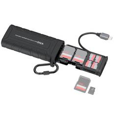 VRIG A0142 2-in-1 Memory Card Reader Storage Box 312MB/s High-Speed SD/TF Card Reader Carrying Case svart