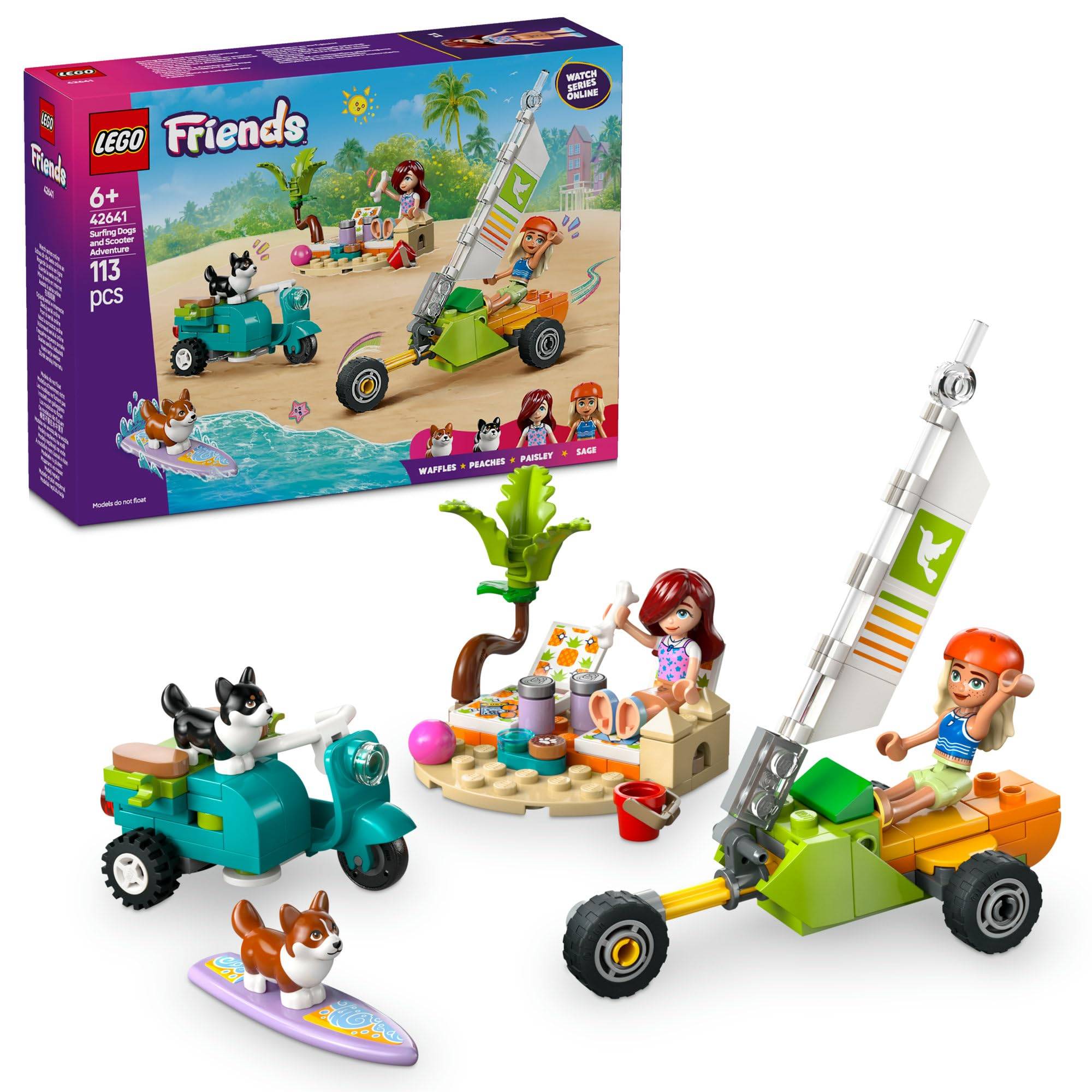 LEGO Friends Beach Adventure with Dogs Toys Birthday Present Blocks Educational Girls Boys Children 6 Years Old 7 Years Old 8 Years Old 9 Years Old