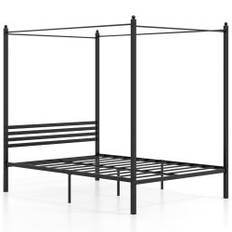 140 x 200 cm himmelseng stel med lamelramme metalseng dobbeltseng sengestel sort