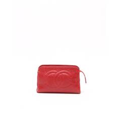 Chanel Coco Mark Caviar Pouch - Red (12x18x4 cm)