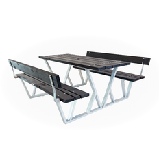 Eden Wood Nova EW 50917-8 Picknickbord med ryggstöd Svart