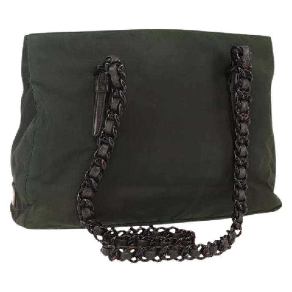 Prada Vintage Pre-owned Vintage Nylon Skuldertaske - Vintage - Dame - Grøn - ONE SIZE - Uld