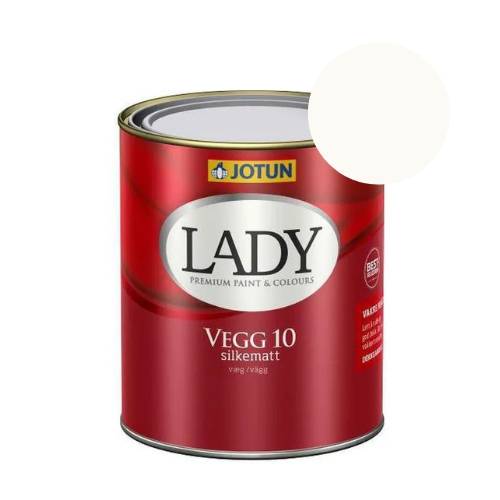 TILBUD: JOTUN LADY Væg 10 Vægmaling 0,68 l. (Glans 10). Farve: 9010 Reinweiss.
