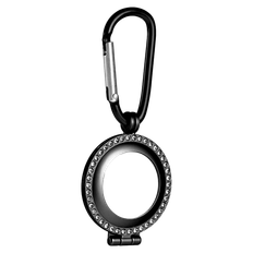 Apple AirTags nøglering med rhinestone og karabinhage - Sort