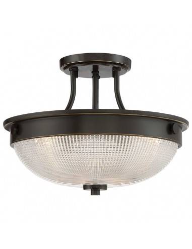 MANTLE Plafond i stål og glas Ø32,7 cm 2 x E27 - Antik bronze/Prisme