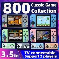 1 st handhållen spelkonsol inklusive 800 spel storskärm retro nostalgisk gammaldags spelkonsoler stöder TV ryska klassiska blockmaskin 8090-talsminnen - Blå (En-Storlek,rosa,Rosa + handtag,blått+handtag,grön,grå,Grå + handtag,grönt+handtag)