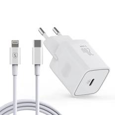 SiGN Super Hurtigoplader USB-C PD & USB-C til Lightning Kabel MFI 1m, 20W